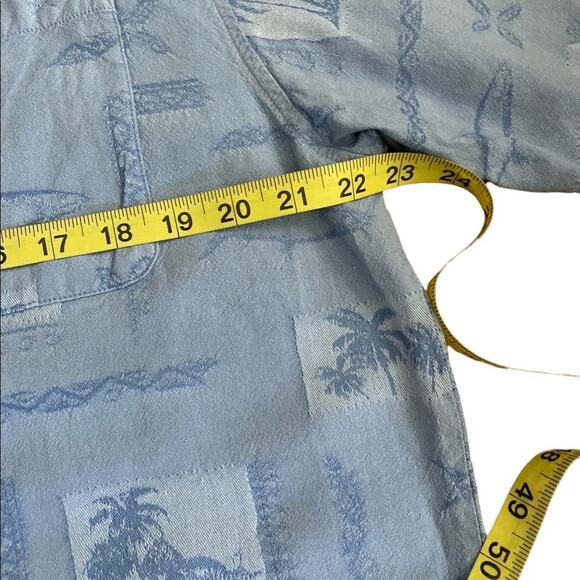 Columbia Polo SHIRT Mens XL Blue Tropical River Lodge Short Sleeve Button Down - Picture 5 of 8